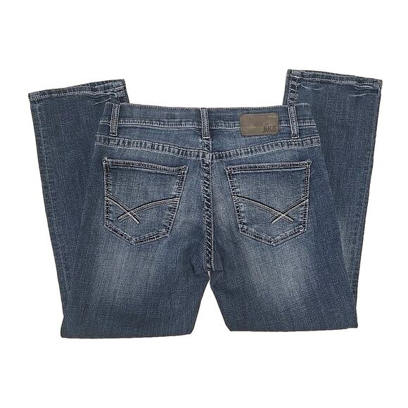 BKE Buckle Mens Jake Straight Jeans Sz 32x30 (32x28) Stretch Whiskered Denim - Picture 3 of 11